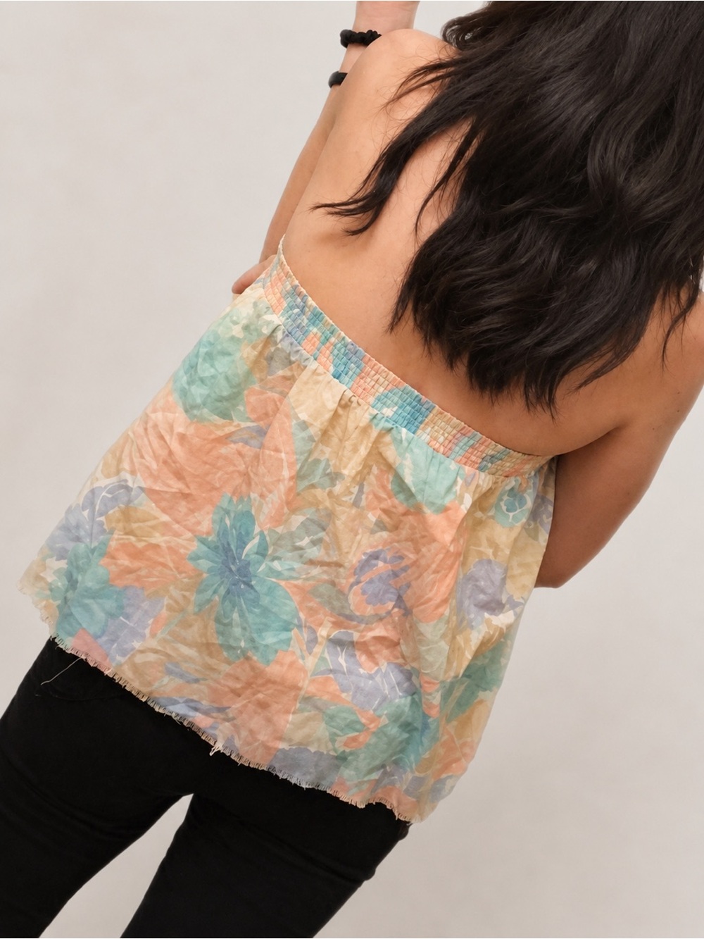 VTG Cut Off Convertible Floral Crop Baby Doll Tube Top / A-Line Flare Mini Skirt - Picture 6 of 16